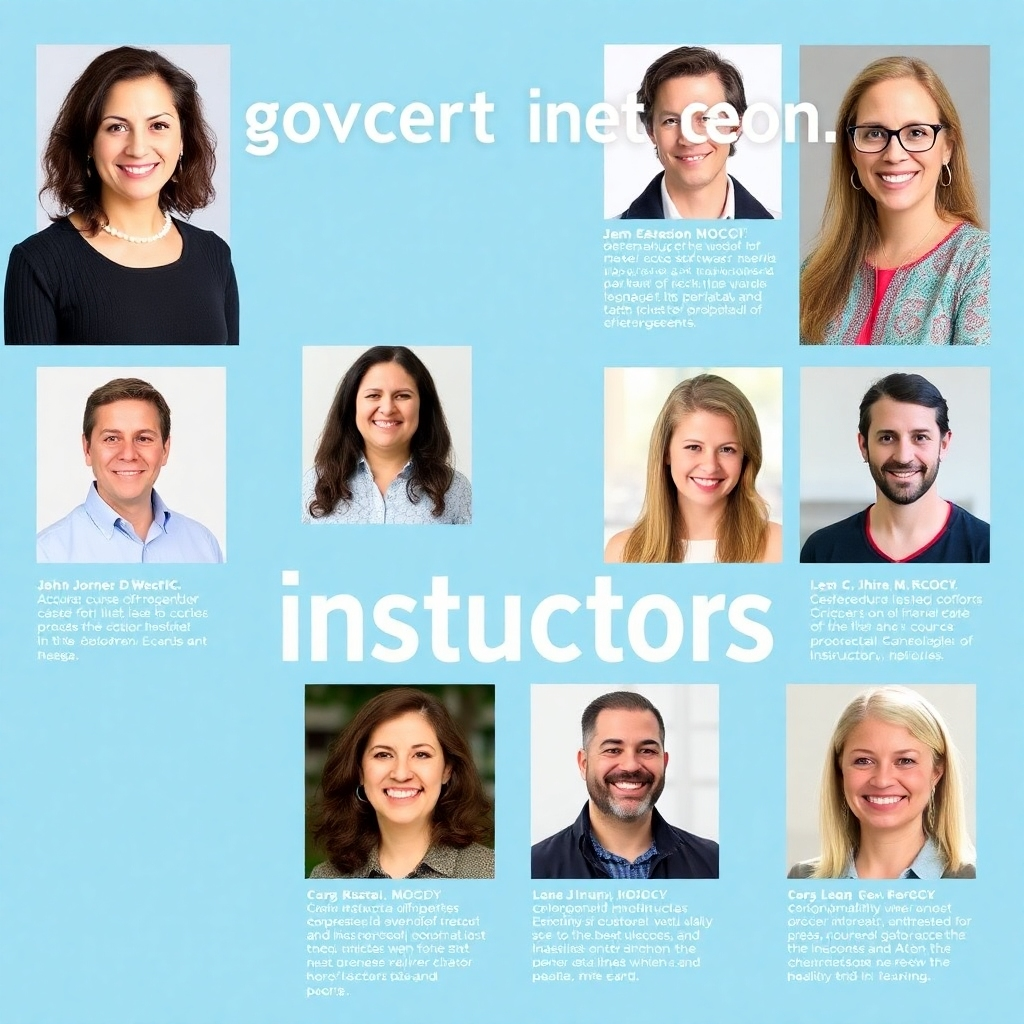 A stylized image depicting various software course instructors. It could be a collage of headshot photos, each with a short description of the instructor's credentials and expertise.  The image should aim for a professional and approachable look. The image should have a resolution of 1920x1080 pixels.