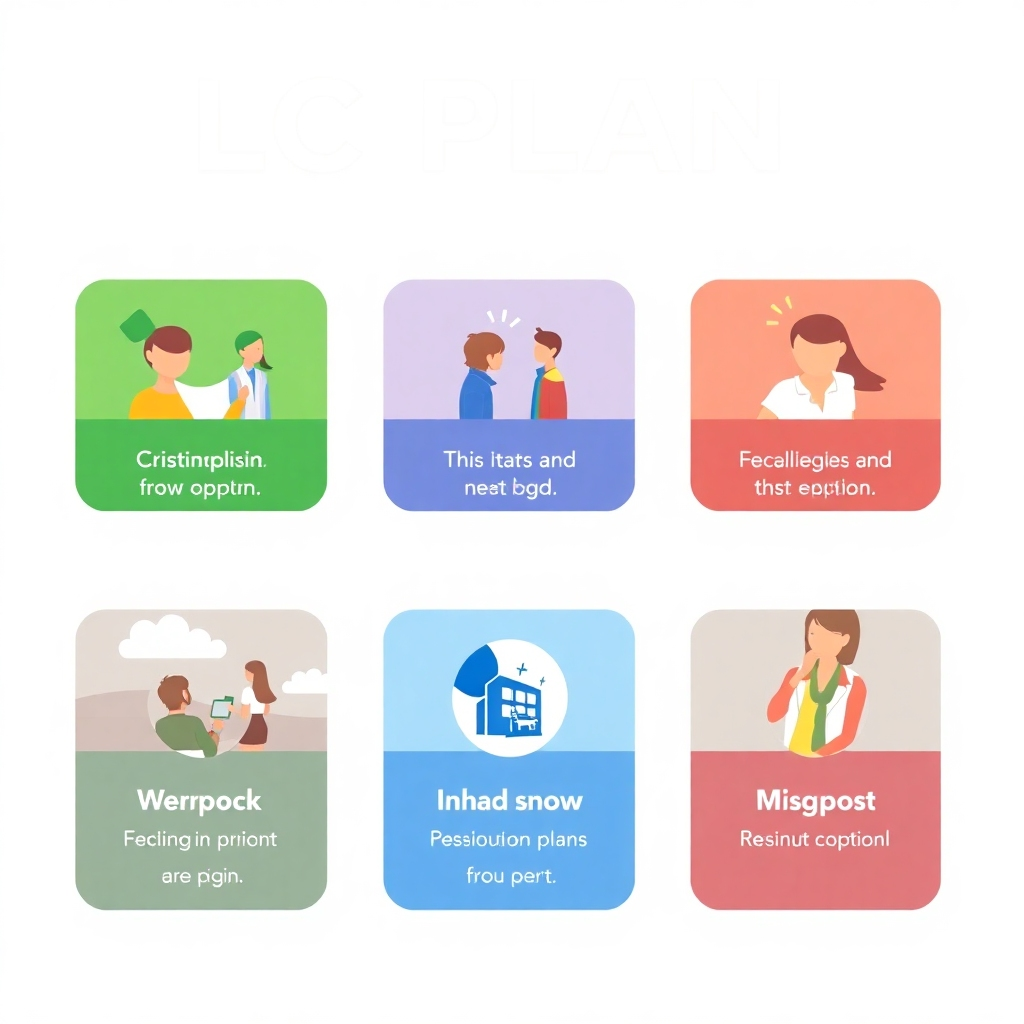 Stylized image:  A graphic visualizing different LIC plan options with positive imagery.  Bright colors, clean design. Resolution: 4K.
