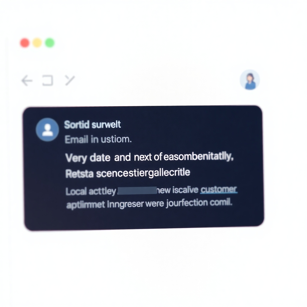 A photorealistic image showcasing an email inbox screen with a new message from a potential customer confirming their survey appointment.  The image should emphasize professionalism and efficiency.  The color palette should be clean and professional. Style references: Email client interfaces.  Technical specs: 4K resolution
