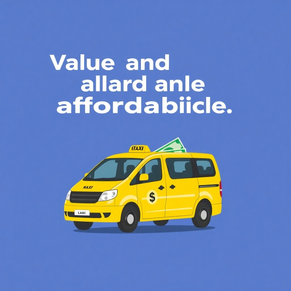 A clean, modern image conveying value and affordability.  Perhaps a graphic representation of competitive pricing or a simple, stylish image of currency with a NovTaxi van subtly placed in the background.