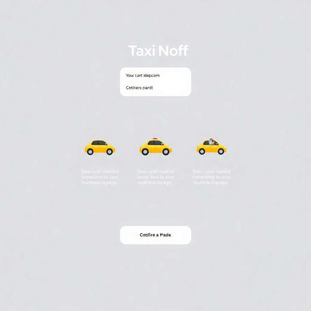 A user-friendly interface mockup showing the TaxiNoff online ordering process. Use realistic design elements and clear instructions.  Show a step-by-step visual representation, making the process seem simple and easy. The color palette should be clear and modern, conveying simplicity and ease of use. High quality, 4K resolution.
