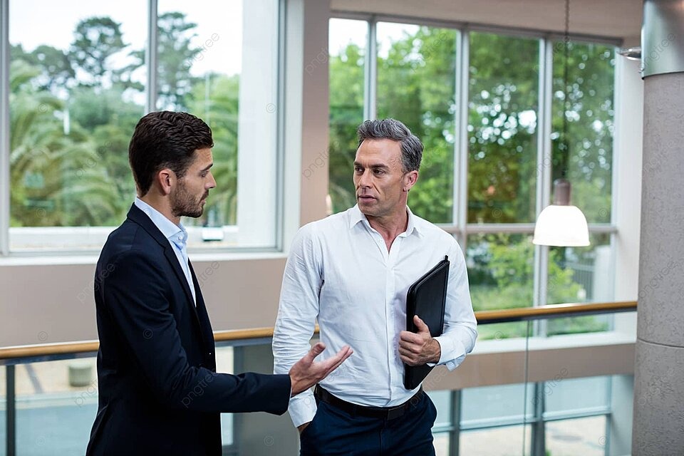  A photorealistic image of a designer interacting with a satisfied client in a finished office space, emphasizing a positive client-designer relationship and a stylish, modern environment.