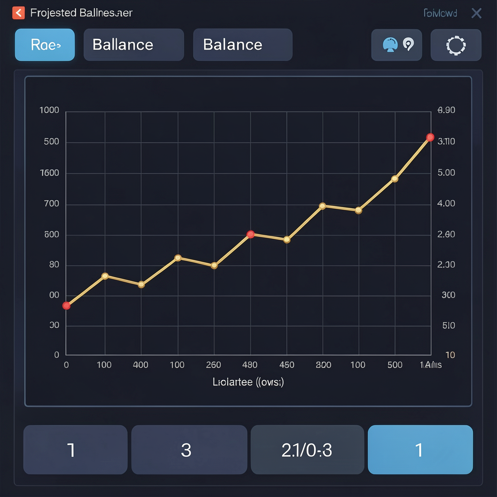 Projected balance chart UI snippet