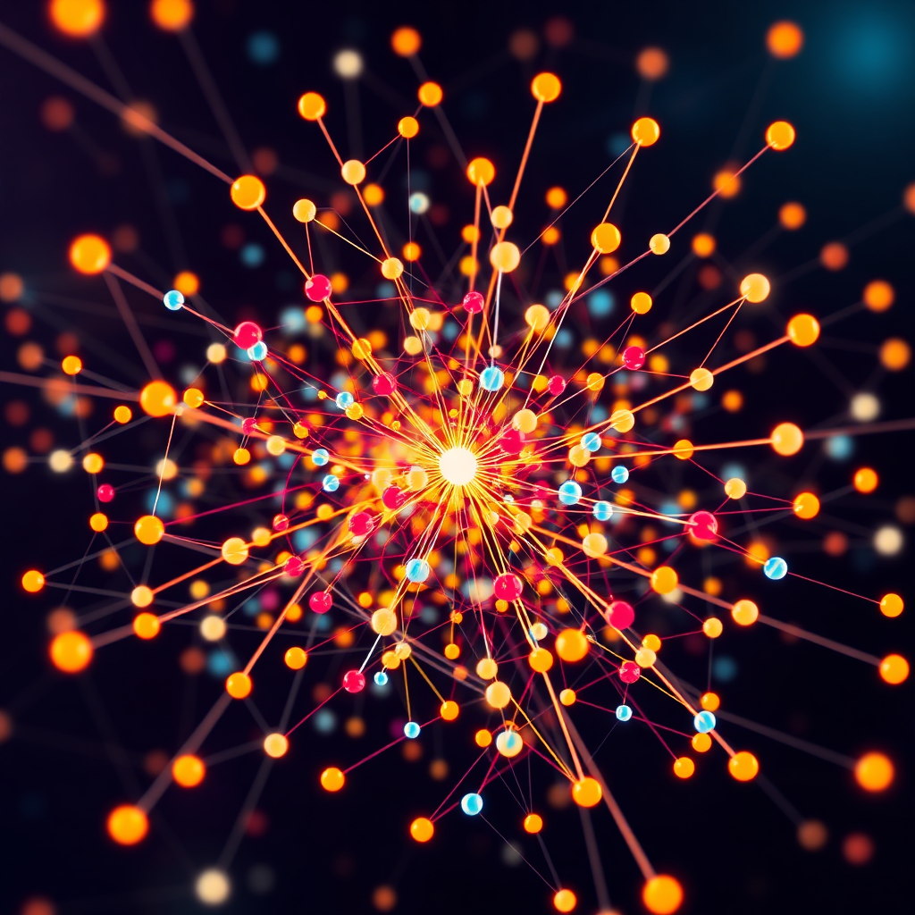 A stylized image of interconnected nodes and lines, representing a vast network of companies and individuals. The nodes are color-coded by industry, and the lines indicate connections and job opportunities. The composition is dynamic and visually appealing, conveying the breadth and depth of the agency's network. The lighting is bright and modern, with a focus on the interconnectedness of the nodes. The color palette is vibrant and diverse, reflecting the wide range of industries and job opportunities. The overall impression is one of abundance, opportunity, and connectivity.