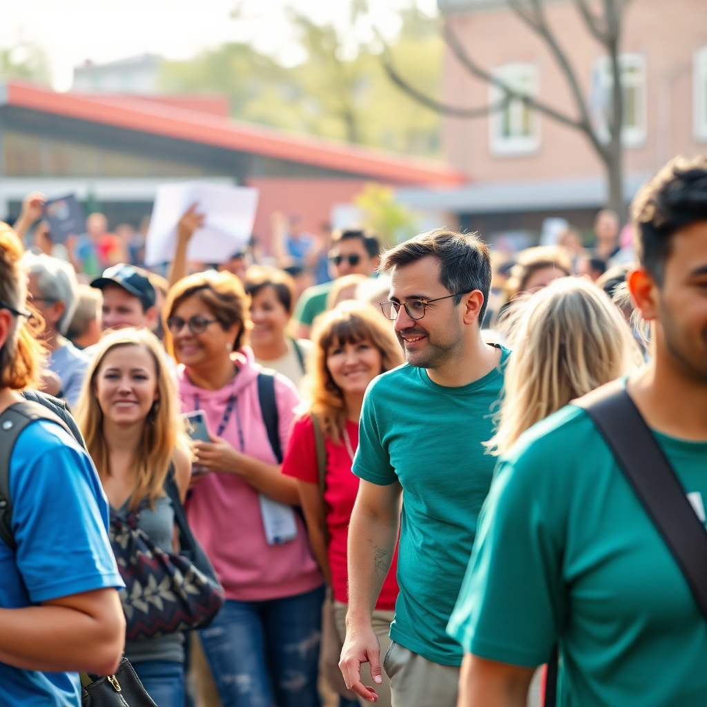 Photorealistic image of people actively participating in a community event.  Focus on positive interactions and a sense of unity and belonging.  4K resolution.