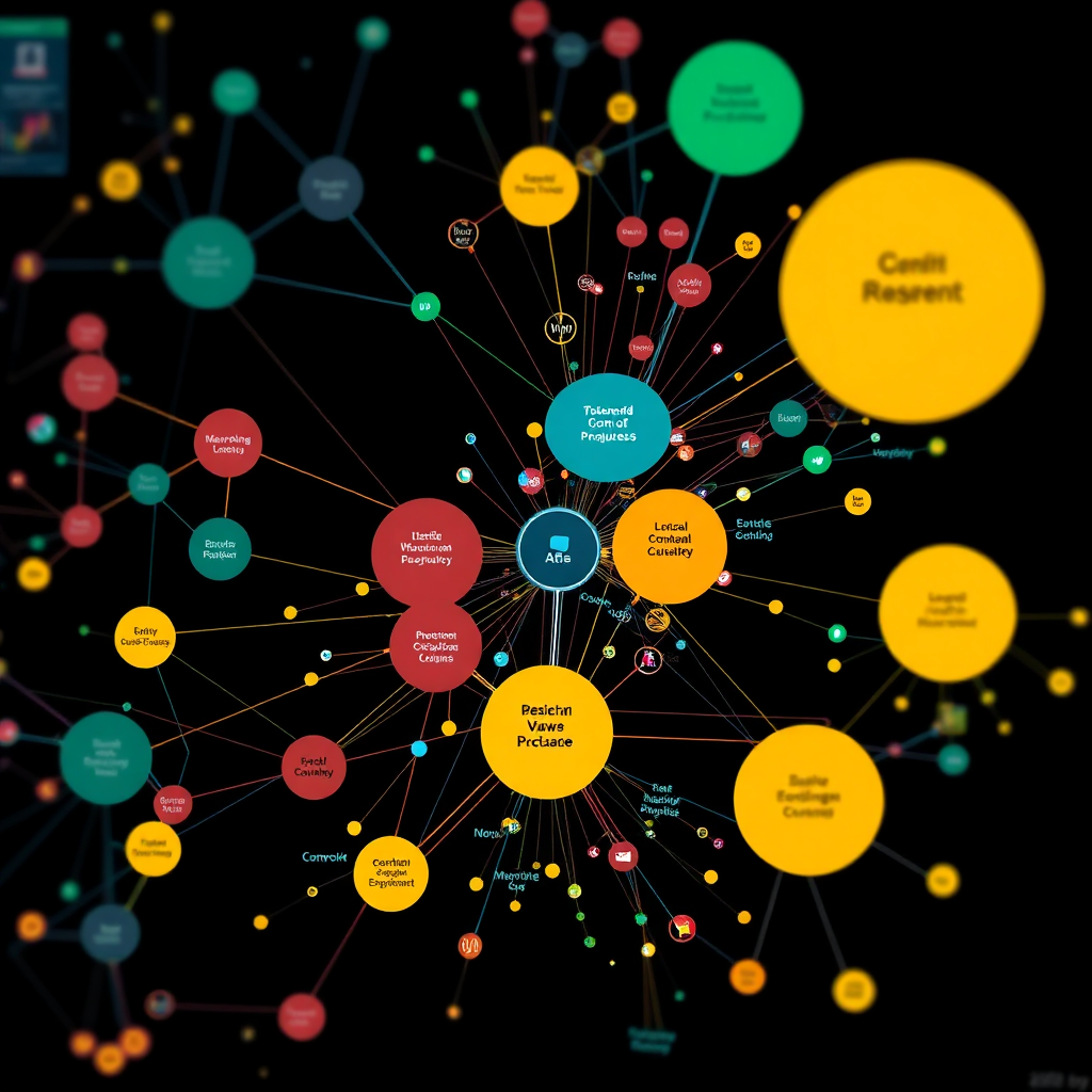 Visualize a complex network of interconnected nodes and pathways, representing the various components of a program and their relationships to each other. The nodes are color-coded to indicate their importance and impact. The pathways are illuminated to show the flow of resources and information. The overall impression is one of complexity, interconnectedness, and data-driven decision-making. Style reference: data visualization. Technical specs: 4K resolution, stylized rendering.