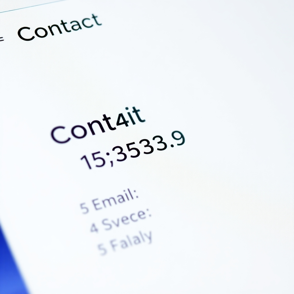 A close-up of a modern contact information page on a website, displaying a phone number, email address, and hours of operation. The design should be clean and user-friendly, with a soothing color palette, emphasizing accessibility and communication.