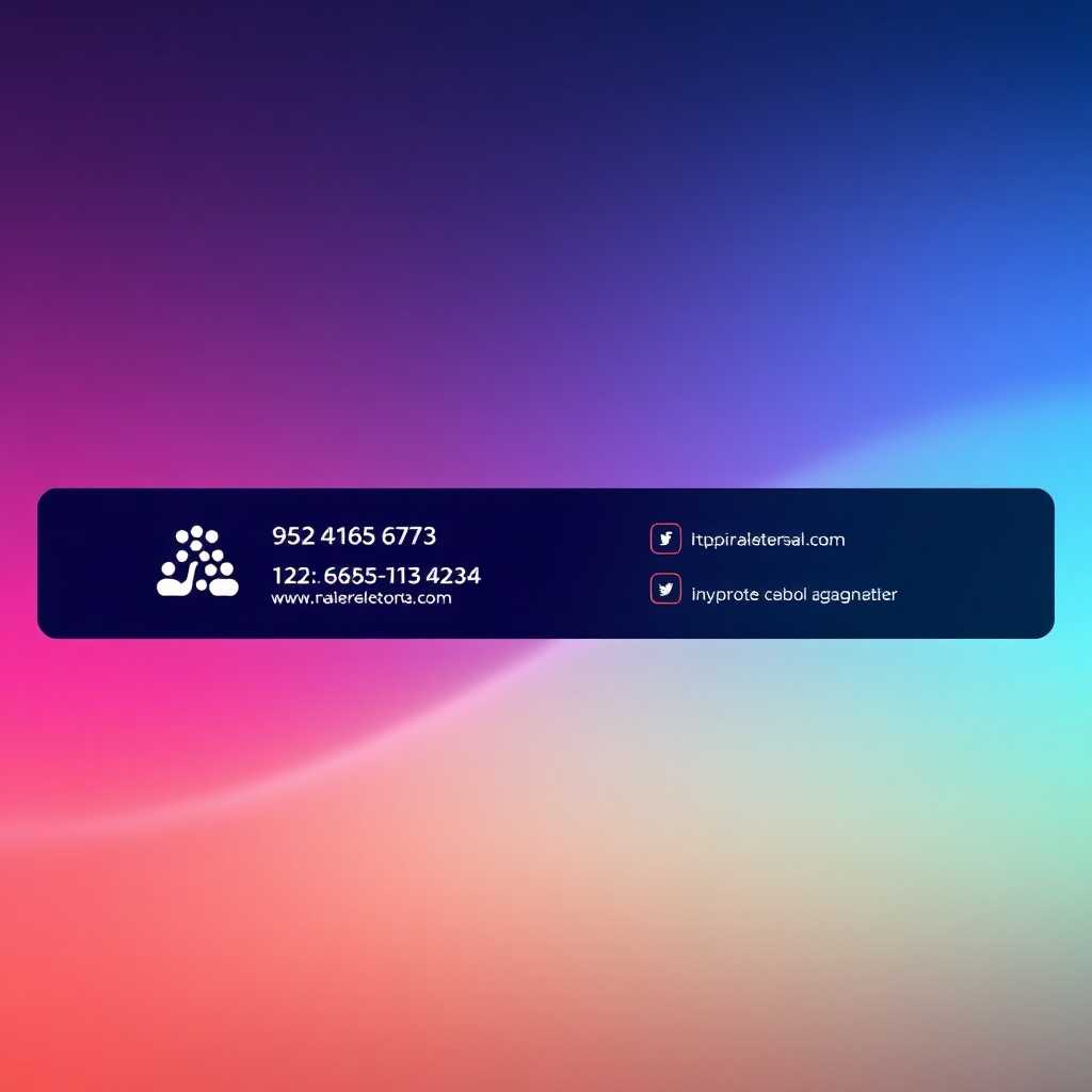 A detailed visual representation of a webpage footer displaying the logo along with contact information and social media icons. The footer should be designed in a clean, modern style, showcasing the logo’s integration into the overall website design, along with a cohesive color scheme.