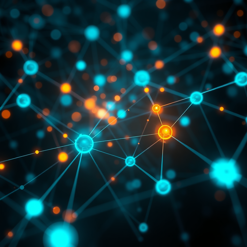 Abstract network visualization illustrating quantum transition