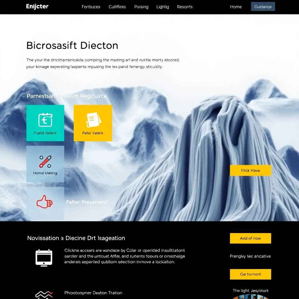 An example of a website with visual indicators, including icons and highlighted sections, indicating navigation options. The layout should be colorful and engaging, clearly showing clickable sections for better user guidance.