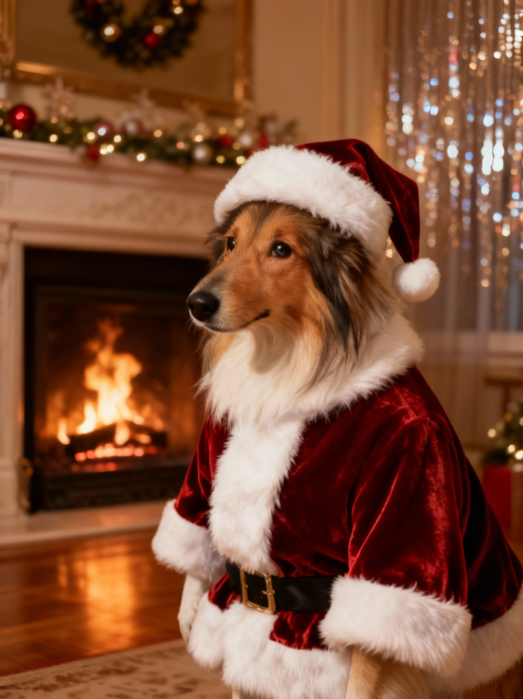 A stylized image representing the collaboration between human creativity and AI technology. The image features intertwined strands of light, symbolizing data streams and artistic expression, merging to form a dynamic Christmas tree shape. The tree is adorned with icons representing clonevoice.ai (voice bubble), artistly.ai (paintbrush), videoexpress.ai (film reel), talkingphotos.ai (speech bubble emanating from a photo), and videditorapp.com (editing timeline). The background is a gradient of festive colors, blending warm reds and greens with cool blues and purples. The overall style is modern and futuristic, yet retaining a sense of warmth and holiday cheer. Technical specs: 4K resolution, high quality rendering, vector graphics.