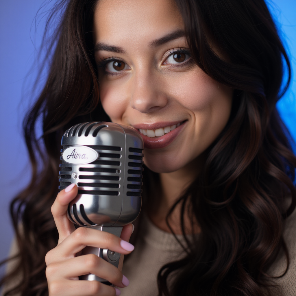 A digital rendering of a sound wave morphing into a Christmas ornament. The ornament is shimmering and holographic, representing the cloning and transformation of voices. Background is a dark, gradient blue to highlight the shimmering ornament. Technical specs: 4k resolution, high detail.