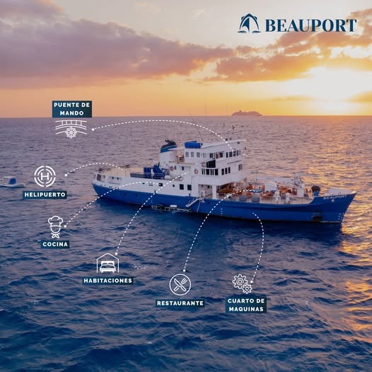 A photorealistic image of a historical photograph depicting the construction or launch of one of Beauport Yacht's earlier vessels, with added elements of enhancement to restore clarity and color vibrancy.