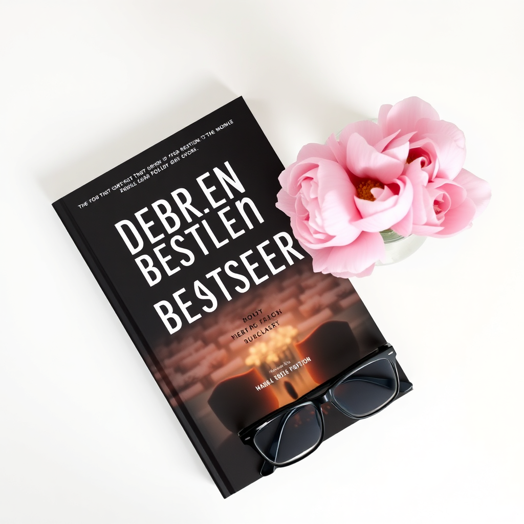 Book and flowers flat lay
