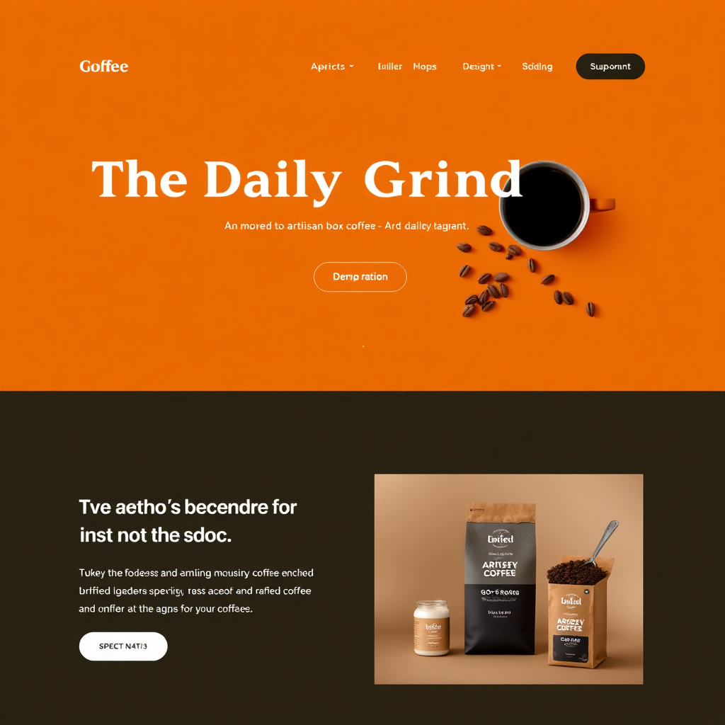 Website mockup for The Daily Grind coffee subscription