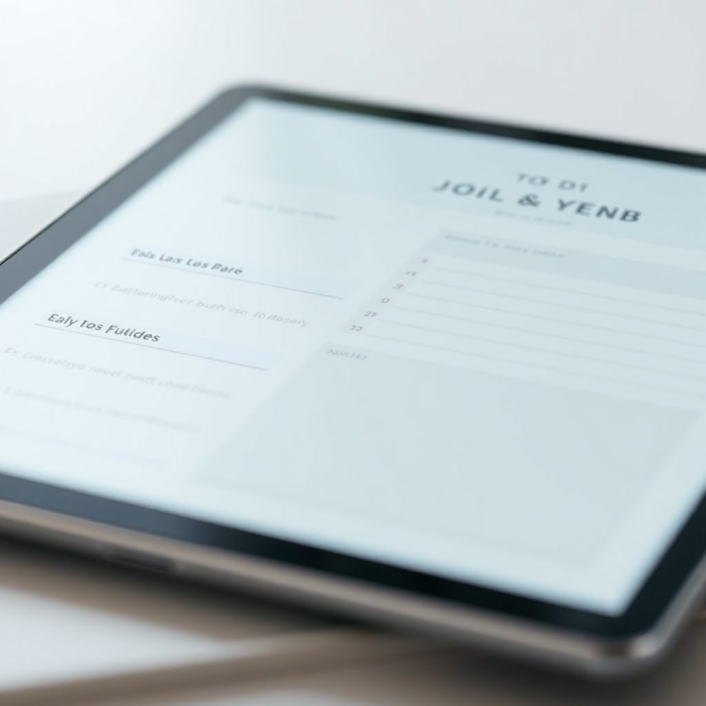 Digital planner on tablet screen