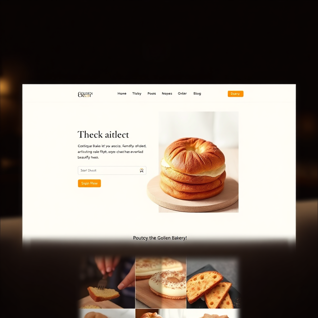 Website mockup for The Golden Crust bakery