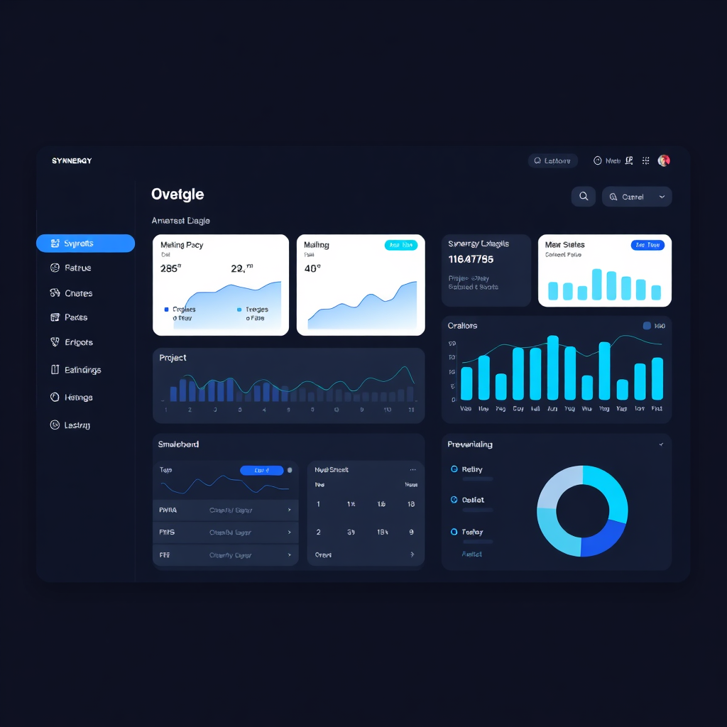 Dashboard UI mockup for Synergy Flow