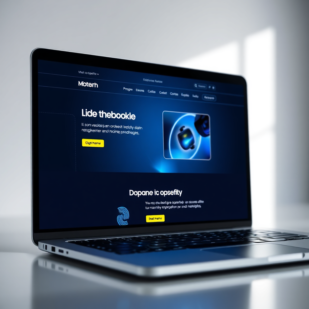 Laptop displaying a modern website interface