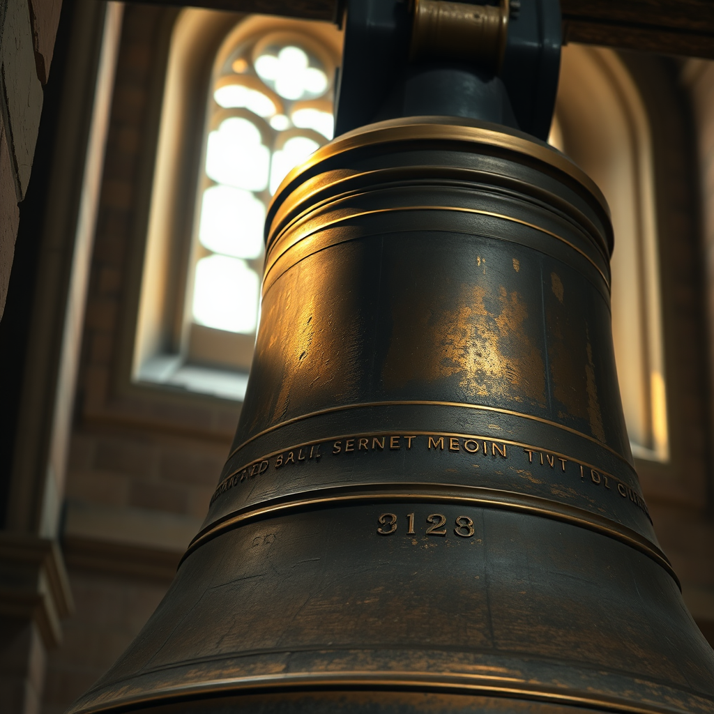 Interior of a large bronze church bell