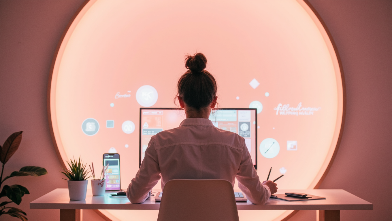 A person standing confidently in front of a complex AI interface, manipulating data with their hands. The interface displays complex visualizations and simulations. Use a vibrant and futuristic color palette. Emphasize the sense of control and mastery. Style: A modern, sleek design with a futuristic feel.