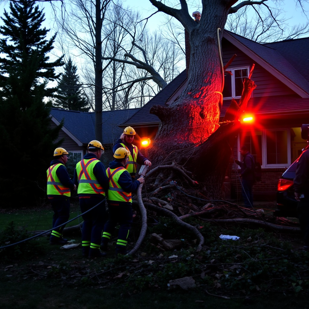 Emergency tree service after storm