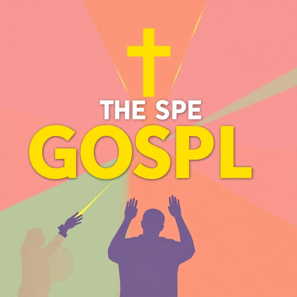 A stylized image depicting a modern interpretation of the Gospel message.  Use bright colors and bold imagery to communicate clarity and relevance.