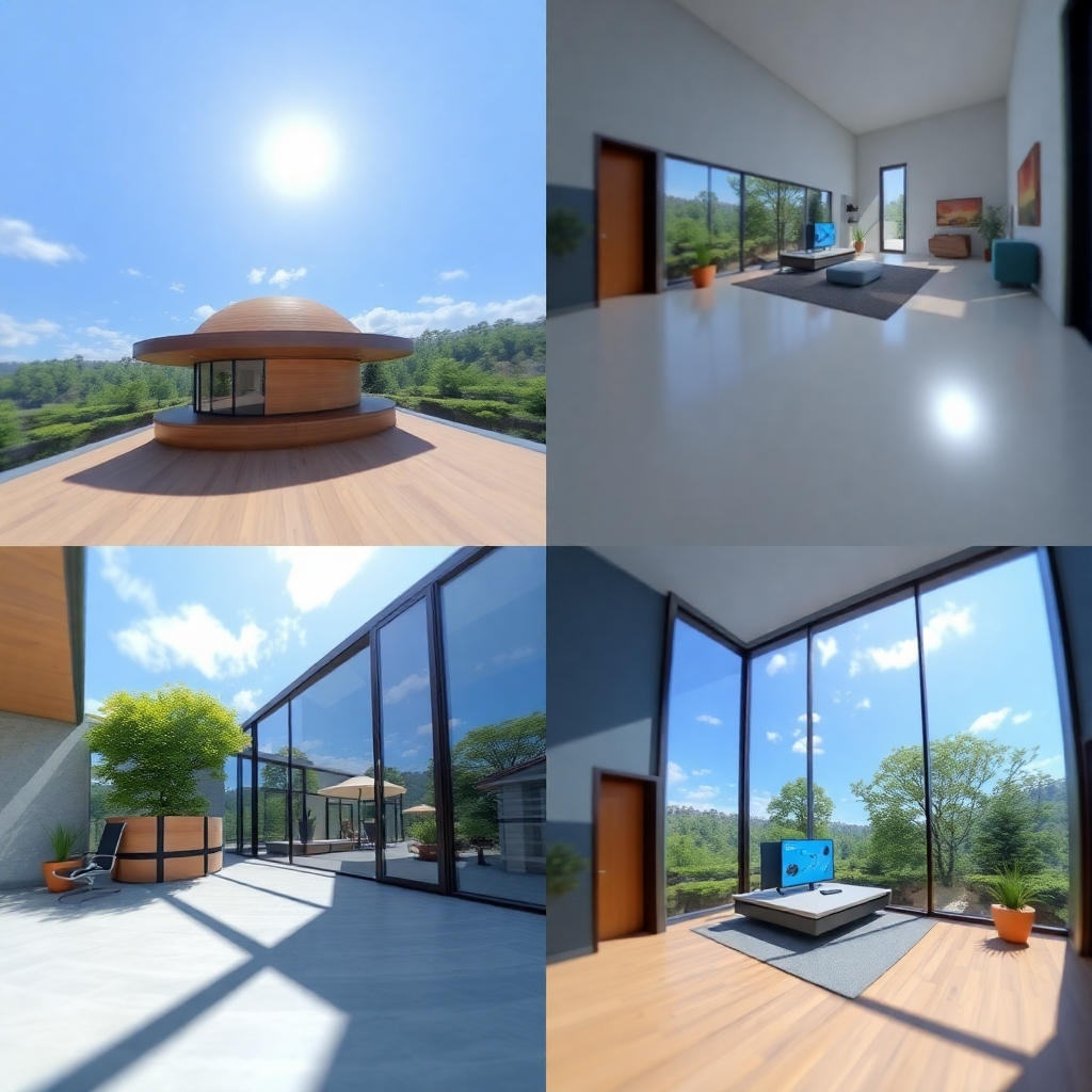 Photorealistic image: A montage showcasing different sections that a Matterport tour can include.