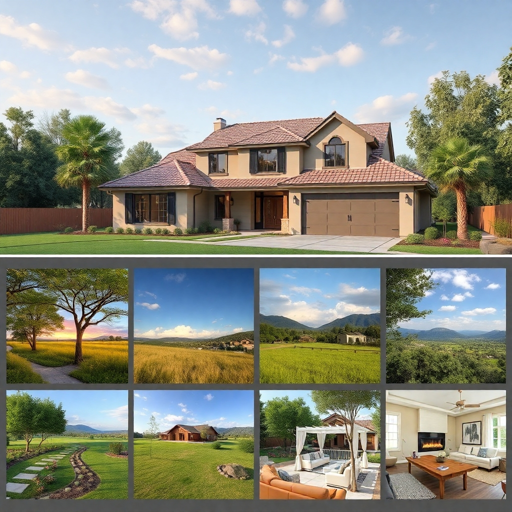 Photorealistic image:  Images from a mid-sized property showcasing the quality and variety of photos included.