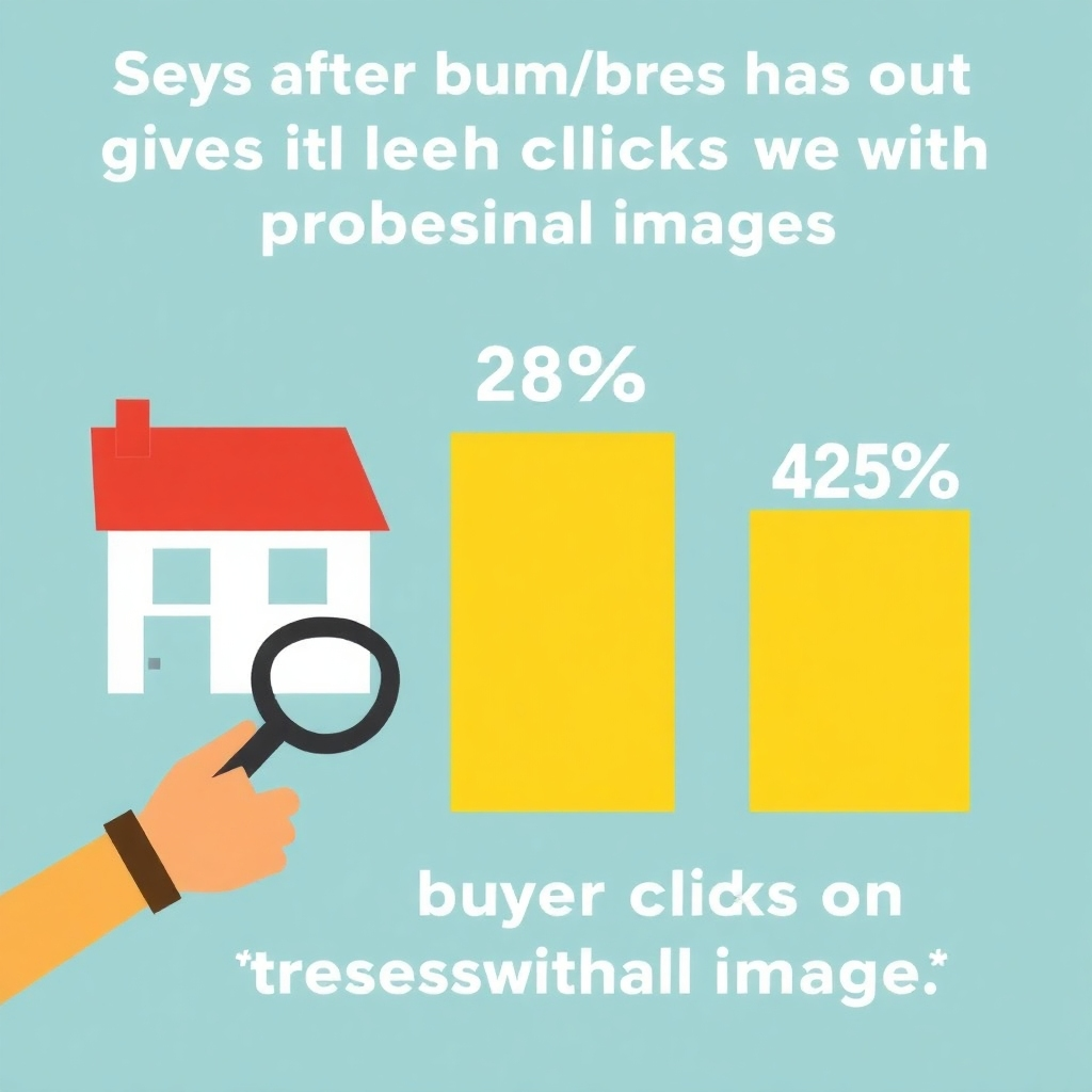 Stylized image: A graphic showing a greater number of buyer clicks on listings with professional images.