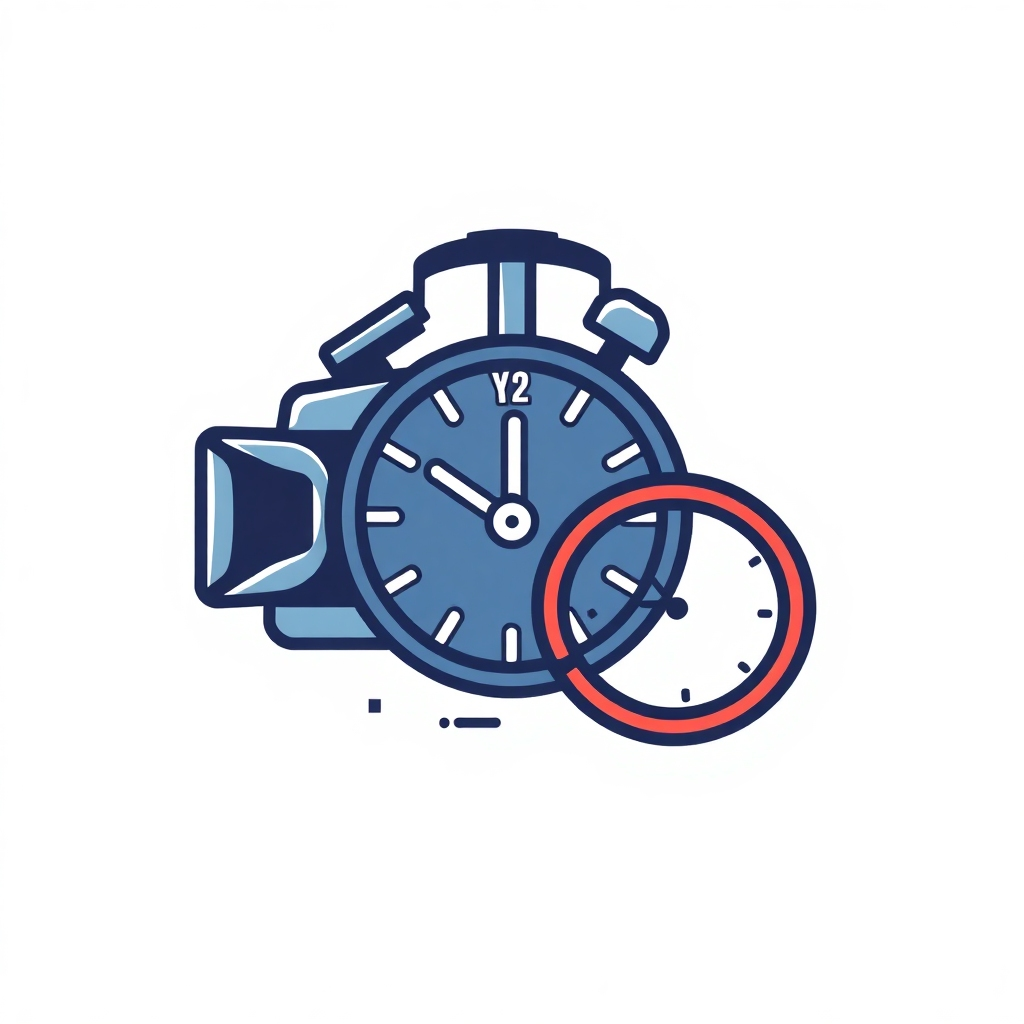 Stylized image: A stylish graphic that combines imagery of a clock and camera, conveying the speed of service. The image should communicate efficiency and time-saving.
