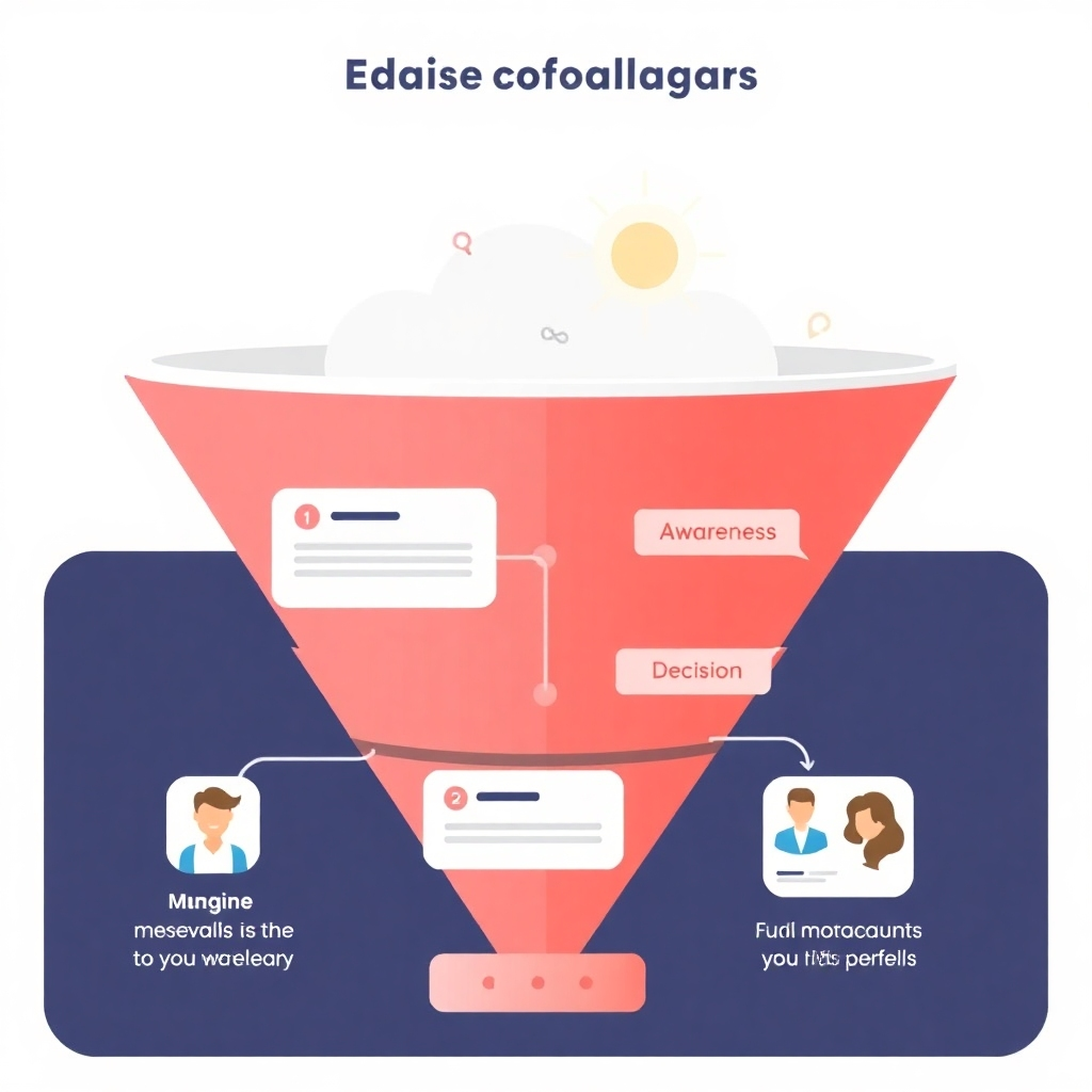 Use a visual representation of an email funnel, showing the transition of leads from awareness to decision.  Emphasize personalization through imagery of custom messages and user profiles.
