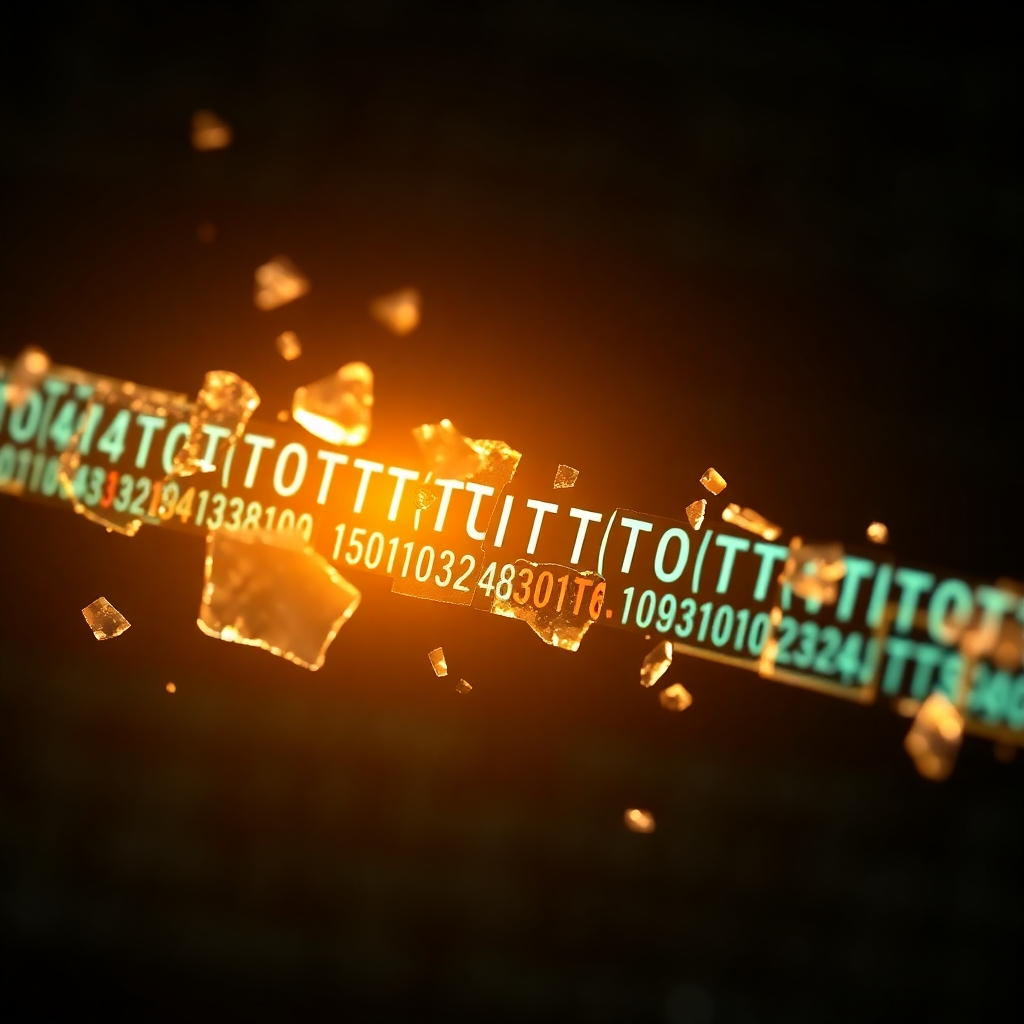 An image depicting a data stream being reconstructed from fragmented pieces. The pieces are glowing and reassembling to form a complete stream, symbolizing recovery and restoration.