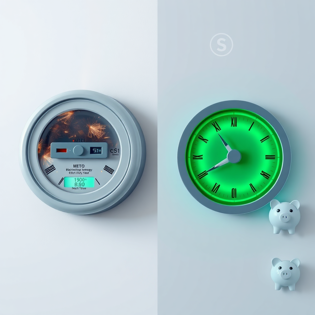 Visual comparison of energy waste vs. savings