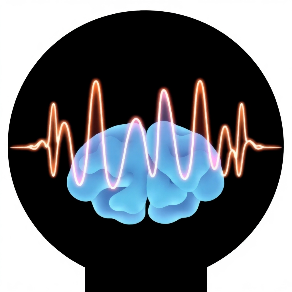 An illustration showing brainwaves aligning with an external stimulus (sound or light waves). It must be clear, concise, easy-to-understand, and professional. 4k resolution, high-quality.