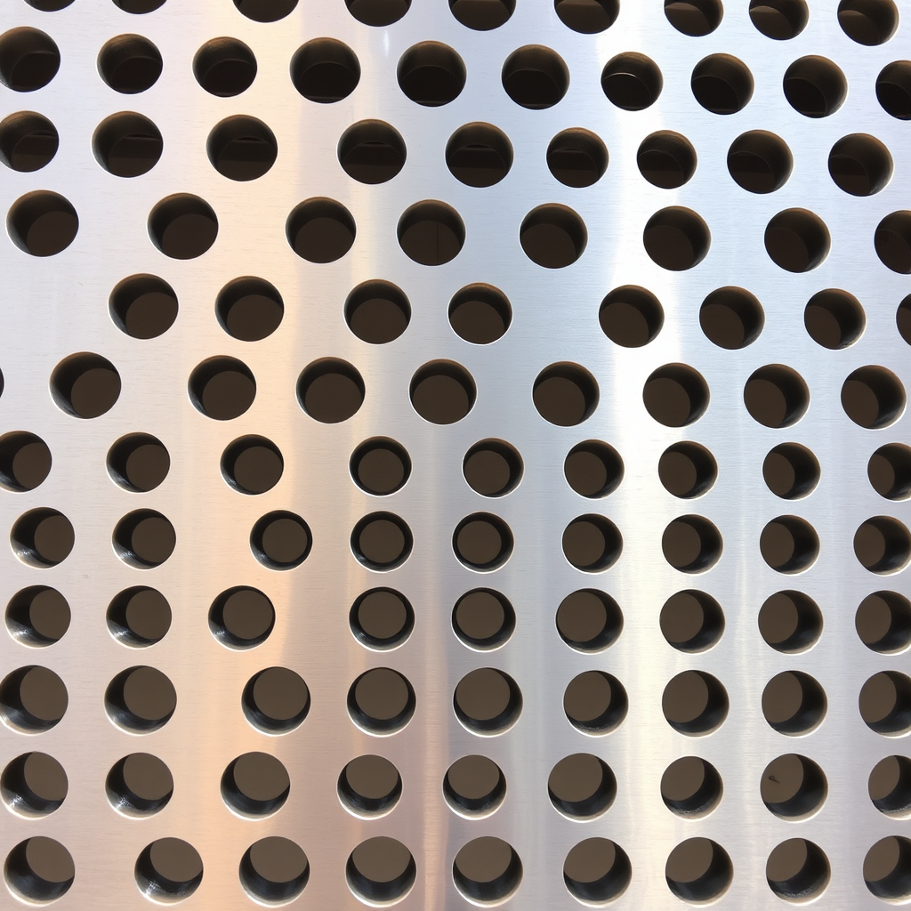Close-up of perforated aluminum facade panel