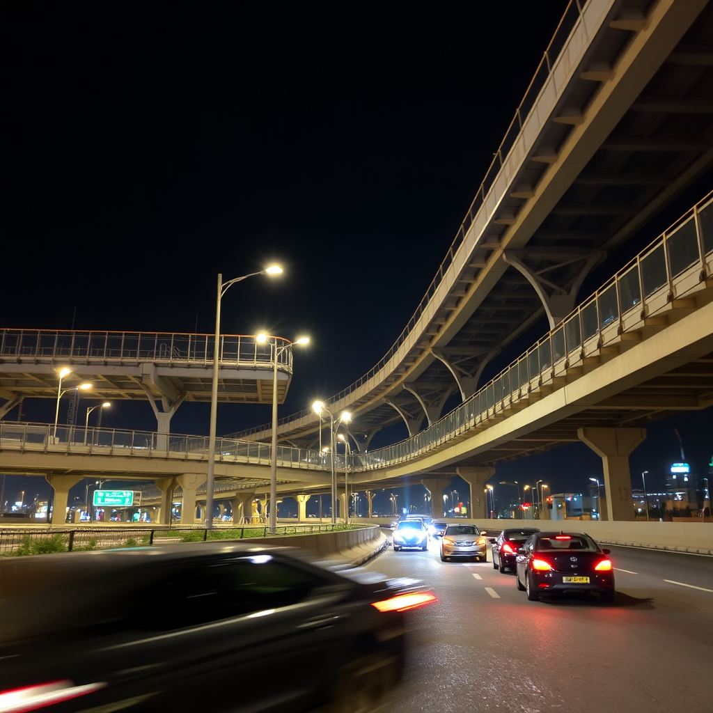 Night view of BRT construction
