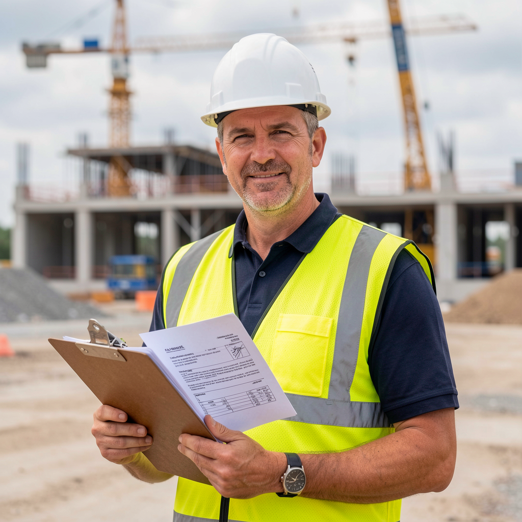 Construction contracts manager on site
