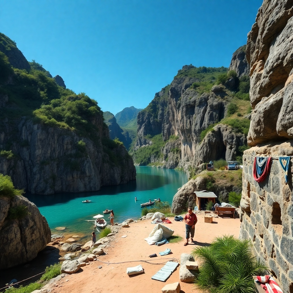 A photorealistic image of a serene and lesser-known travel destination. The image should focus on the unique beauty of the location, with minimal human presence.  Natural light, high contrast, and rich color palettes should be used.  The camera angle should be carefully selected to emphasize the beauty and tranquility of the location. High quality 4K resolution