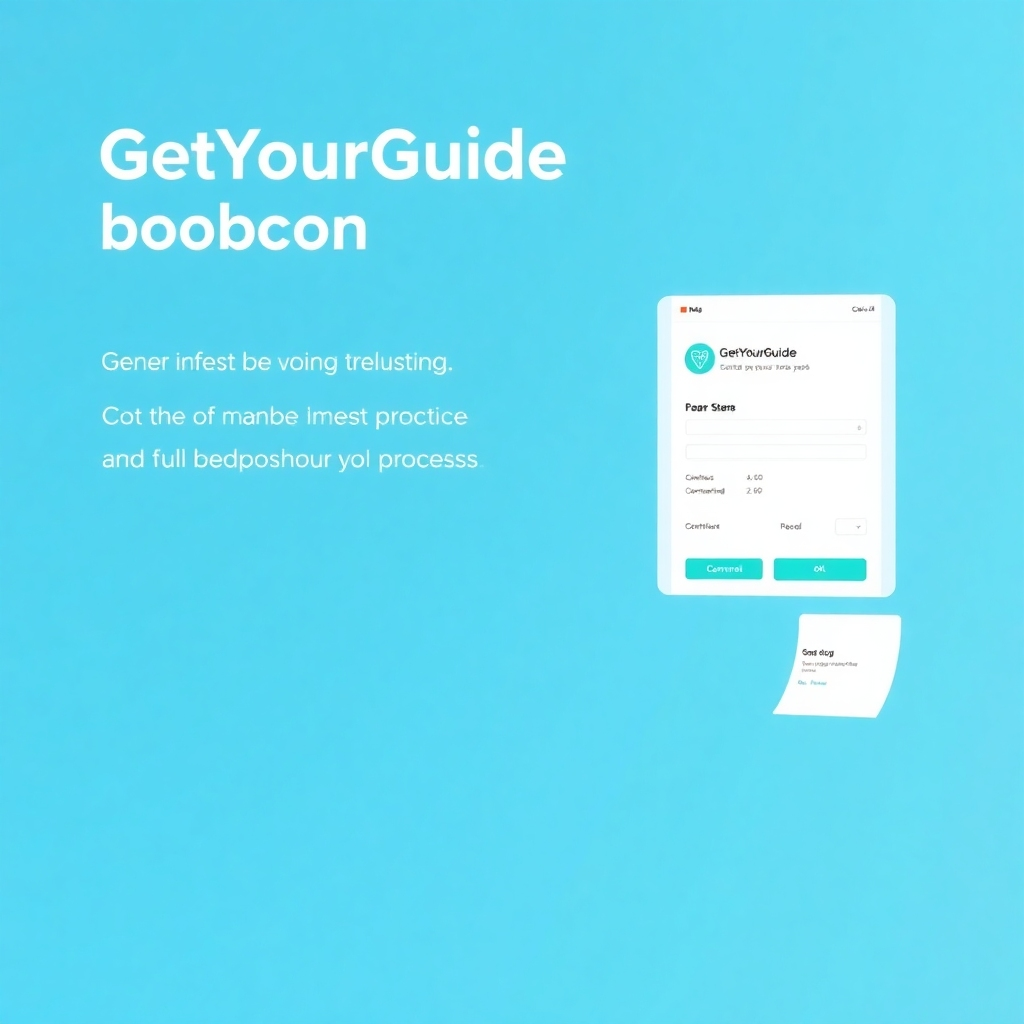 Generate a clean and modern image representing the GetYourGuide booking process.  Highlight the ease of use and convenience of the platform, perhaps showing a user-friendly interface or a confirmation screen.  Use a calming color palette and simple design.  Aim for a 4K resolution.