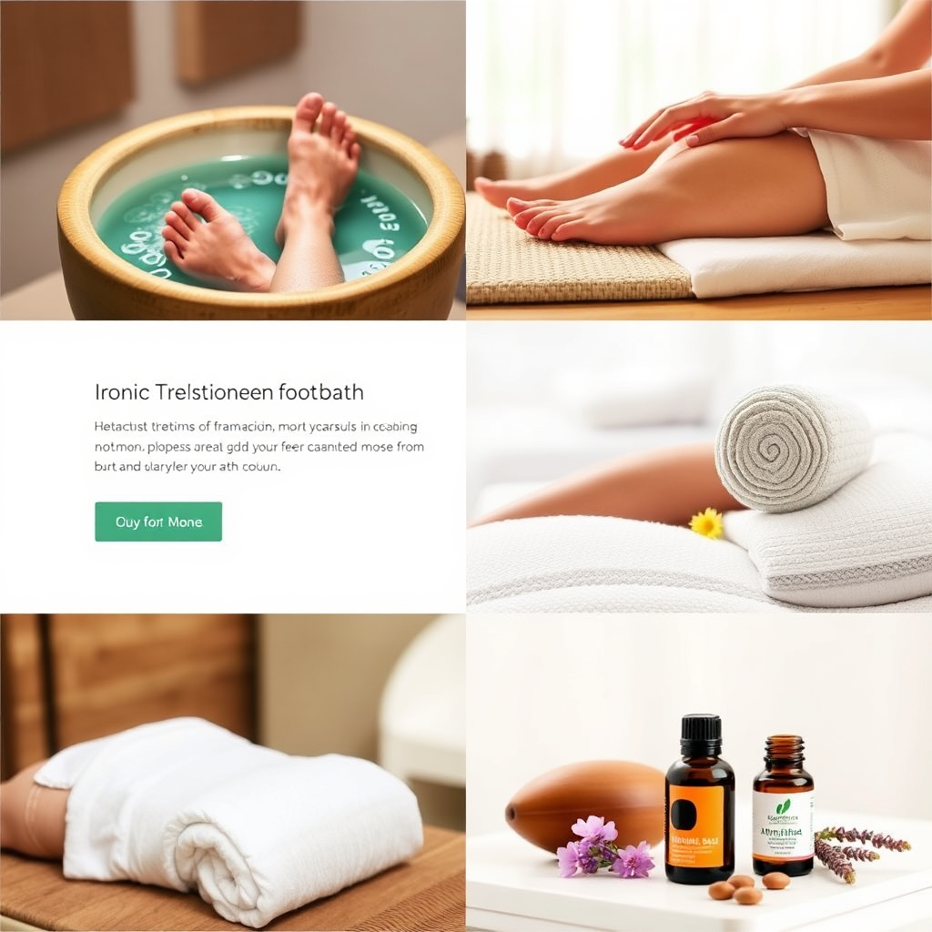 A collage of images representing various holistic treatments, including an ionic footbath, massage, and aromatherapy. The layout is clean and modern, with a focus on the variety of services offered. The color palette is calming and inviting.
