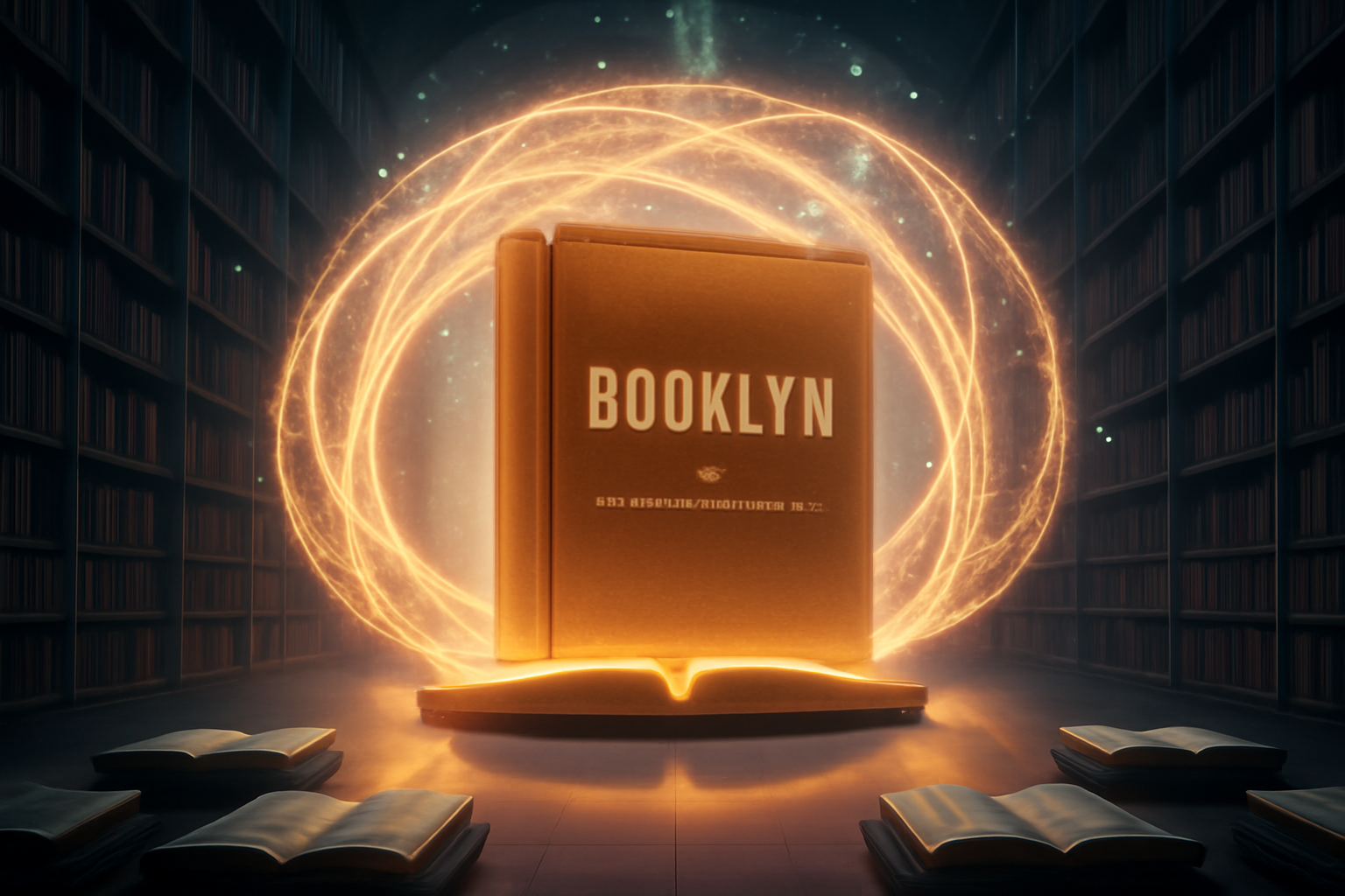 Capture a grand, photorealistic scene inside a celestial digital library, bathed in ethereal light. Dominating the space is a colossal, glowing e-book representing the works of Rev. George H. Stoddard. Swirling around the book are particles of light, forming pathways to smaller, accessible e-readers scattered throughout the library. The color palette should be a mix of deep blues and purples for the background, with radiant gold and white highlighting the central e-book. The camera angle should be a wide shot, showcasing the scale of the library. Textures should be rich and detailed, from the smooth glass of the e-readers to the intricate patterns of light. Consider a touch of Art Deco influence. 8K resolution, hyperrealistic.