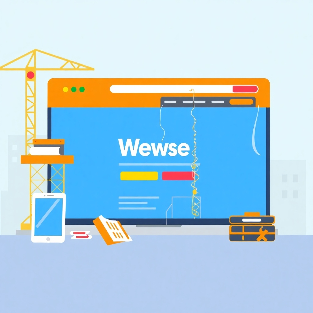 A stylized image of a website under construction transforming into a fully realized website. The style could be similar to an animation. The color palette should be bright and energetic.