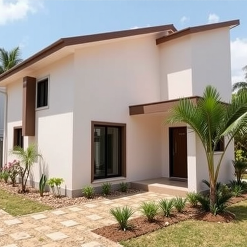 A completed SIP panel home, fully furnished and ready for occupancy. The house is surrounded by a well-maintained landscape and has a modern design.