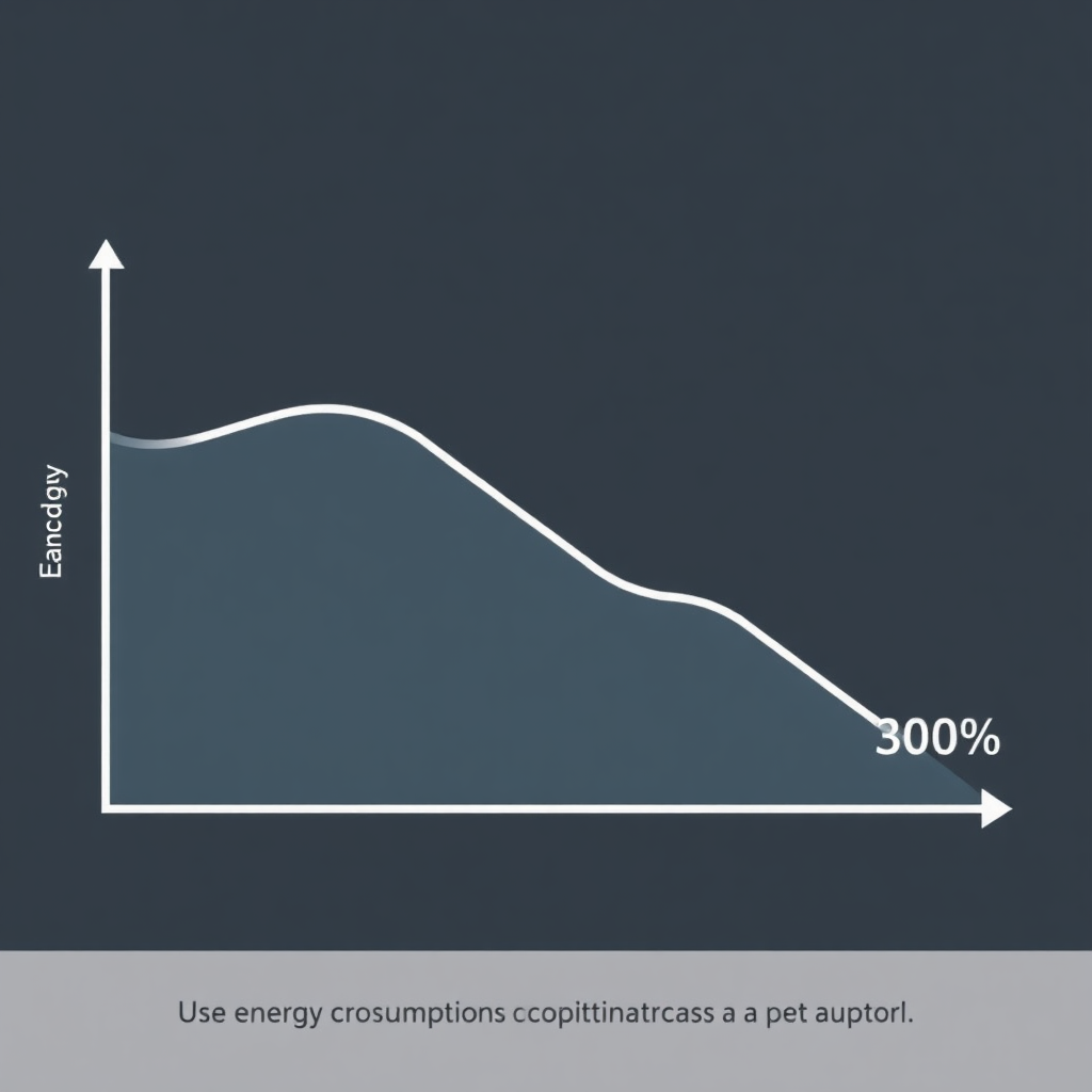 A graph showing a downward trend in energy consumption and cost, symbolizing savings and optimization. Use a clean and professional visual style.