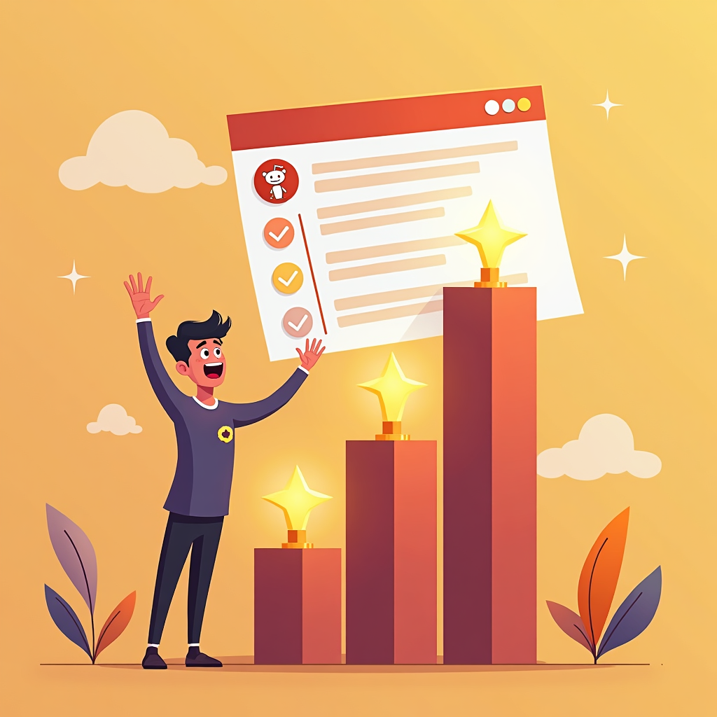 A photorealistic image depicting a one-on-one coaching session about Reddit marketing. A coach is guiding a student. The setting is a modern and professional office. The image emphasizes knowledge transfer and collaboration.