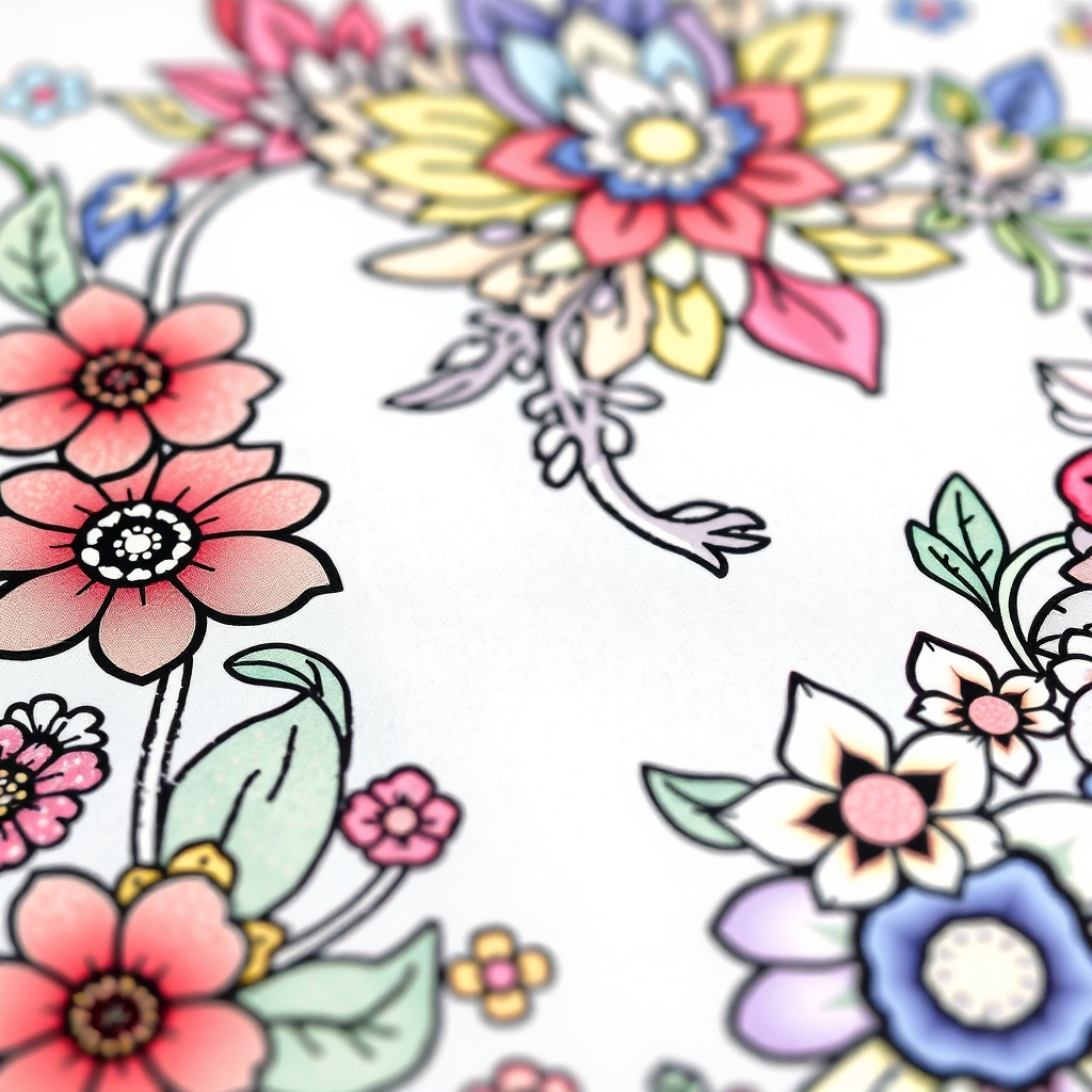 A close-up shot of a beautifully illustrated coloring book page with intricate details and vibrant colors. High-quality image, 4K resolution. Style:  Detailed and captivating illustration.