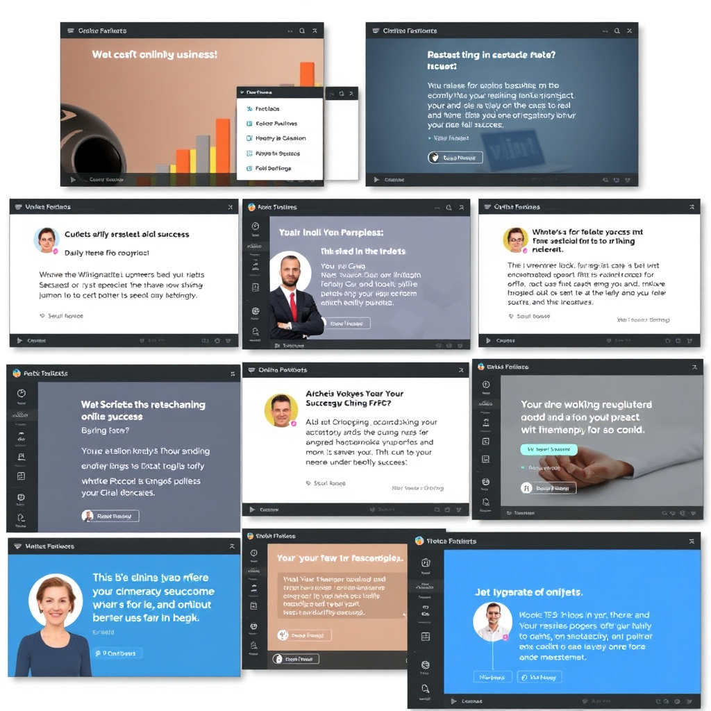 A collage of screenshots showcasing successful online businesses and positive testimonials. Each screenshot should be clear and legible, highlighting the key metrics of success. The overall composition should be visually appealing and trustworthy. Style: Modern, clean, and professional.
