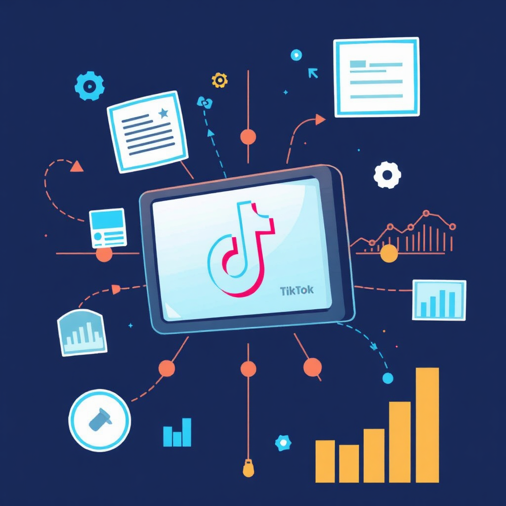 A stylized image depicting a piece of content (e.g., a TikTok video) being refined and polished by digital tools. The content is surrounded by data streams and analytics, indicating the optimization process. The image should convey the idea of transforming ordinary content into high-performing content through data-driven optimization.