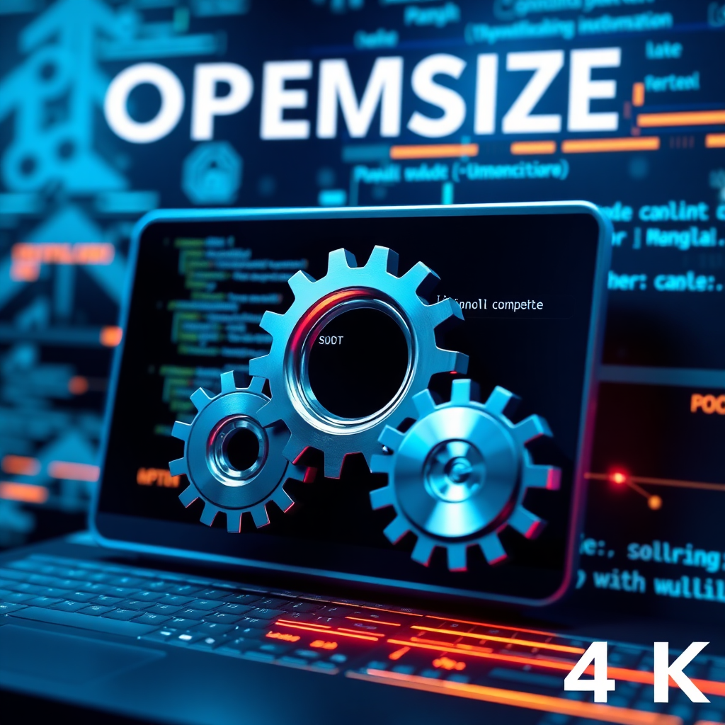 A stylized image representing a website undergoing optimization. The image should depict gears and cogs turning within the framework of a website's code. The color palette should be modern and tech-oriented, with a focus on blues and silvers. The lighting should be dynamic and energetic. Style references: Tech infographic, minimalist design. Technical specs: 4K resolution, high-quality rendering with sharp details.